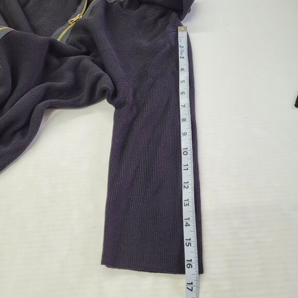 Calvin Klein Dress Womens L‎ Black Zipper Front Sweater 3/4 Sleeve Sheath Knit - Picture 13 of 14